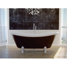 Ванна AMELIA ретро 190х77 чорна зовні біла всередині з ногами білими