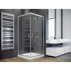 Кабіна квадратна MODERN 90x90x185 універсальна: скло прозоре, профіль хромований Кабіна квадратна MODERN 90x90x185 універсальна: скло прозоре, профіль хромований