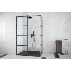 Кабіна walk in EXCEA 120x90x190 скло прозоре, чорний профіль