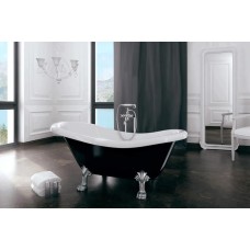 Ванна AMELIA ретро 190х77 чорна зовні біла всередині з ногами хром