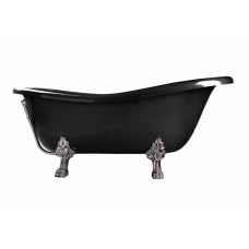 Ванна акрилова OTYLIA ретро 170х77 чорна зовні чорна всередині з ногами хром