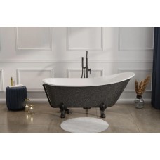 Ванна акрилова OLAYA GLAM ретро 160х68 графіт, з ногами чорними, з одним отвором, без сифона