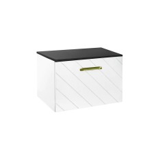 Тумба під умивальник без стільниці FLOO 60 L 60x50x40 + сифон, золота ручка, візерунок зліва, біла