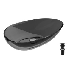 Умивальник на стільницю NEYA, Carbon Grey 60х35 клік-клак чорний мат