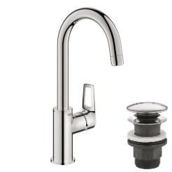 Grohe BauLoop New Одноважільний змішувач для раковини L-Size + нажимний донний клапан (23891001) Grohe BauLoop New Одноважільний змішувач для раковини L-Size + нажимний донний клапан (23891001)