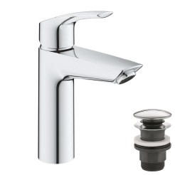 Grohe Eurosmart New Одноважільний змішувач для раковини M-Size + натискний донний клапан (23923003) Grohe Eurosmart New Одноважільний змішувач для раковини M-Size + натискний донний клапан (23923003)