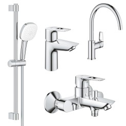 Grohe Набiр змiшувачiв BauLoop New 4 в 1 для ванни та кухні (UA123225K3) Grohe Набiр змiшувачiв BauLoop New 4 в 1 для ванни та кухні (UA123225K3)