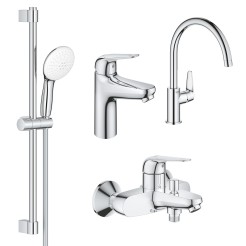 Grohe Набiр змiшувачiв Euroeco New 4 в 1 для ванни та кухні (UA123242MK) Grohe Набiр змiшувачiв Euroeco New 4 в 1 для ванни та кухні (UA123242MK)