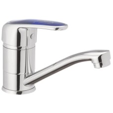 Змішувач для умивальника HAIBA MAGIC 555 (15 см) з синьою ручкою (HB0672)