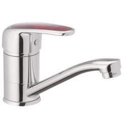 Змішувач для умивальника Haiba Magic 555 (15 см) з червоною ручкою (HB0673)