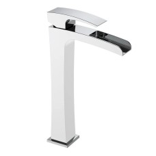 Змішувач для умивальника Koer KB-15007-04 високий водоспад (Колір хром+білий) (KR5156)