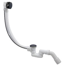 Сифон для ванни Koer BD-04-05 напівавтоматичний з переливом, без ревізії (Колір чорний) 1 1/2'' (KR5443)