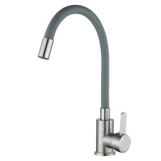 Змішувач для кухні із сірим гнучким виливом Mixxus FAN-011 Refl.Gray (нерж. сталь) (MI6106)