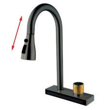 Змішувач  для кухні Mixxus FOL-014 Graphite з висувною лійкою та функ.водоспад з нерж.сталі (колір графіт) (MI6342)