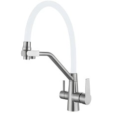 Змішувач для кухні з гнучким виливом на дві води Mixxus FUL-021 REFL.WHITE з нерж. сталі SUS304 (MI7017)