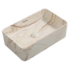 Раковина накладна Mixxus Premium QUADRO-0208 MARBLE 480х315х140mm з переливом (MP6518)