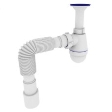 Сифон для раковини Zerix SU-01 з ревізією (Колір білий) 1 1/4'' (ZX4947)