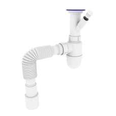 Сифон для раковини Zerix SU-02-Bз додатковим відведенням, з ревізією (Колір білий) 1 1/2'' (ZX4949)