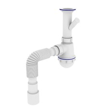 Сифон для кухні Zerix SK-01-B 1 1/2x40 з литим випуском та відведенням для пральної машини (ZX4951)