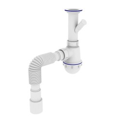 Сифон для кухні Zerix SK-01-B 1 1/2x40 з литим випуском та відведенням для пральної машини (ZX4951)
