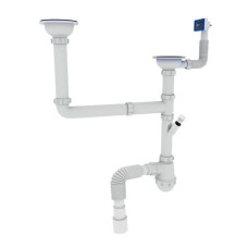 Сифон для кухні ZERIX SK-03-A 3 1/2x40 з двома різьб. випусками та відведенням для пральної машини (ZX4955)