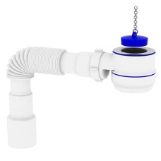 Сифон для душового піддону Zerix SD-01 з пробкою випуск 70мм (Колір білий) 1 1/2'' (ZX4956)