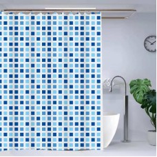 Штора для ванної з поліетилену Zerix SCP-004-180x180 (Візерунок Синьо-блакитна плитка) (ZX5003)