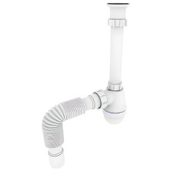 Сифон для раковини Zerix SU-03-А з ревізією (Колір білий) 1 1/4'' (ZX5083)