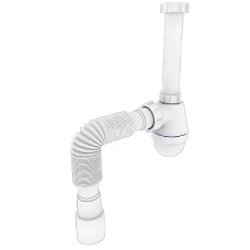 Сифон для раковини Zerix SU-03-В без випуску, з ревізією (Колір білий) 1 1/4'' (ZX5084)