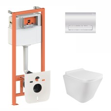 Готове рішення Qtap для ванної кімнати: підвісний унітаз Tern Rimless 490x340x350 + комплект інсталяції Nest 4 в 1 (лінійна клавіша Chrome)