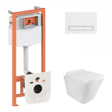 Готове рішення Qtap для ванної кімнати: підвісний унітаз Tern Rimless 490x340x350 + комплект інсталяції Nest 4 в 1 (лінійна клавіша White)