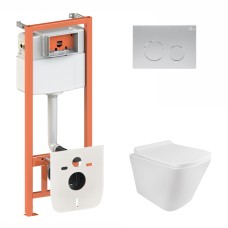 Готове рішення Qtap для ванної кімнати: підвісний унітаз Tern Rimless 490x340x350 + комплект інсталяції Nest 4 в 1 (кругла клавіша Satin)