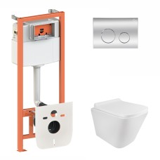 Готове рішення Qtap для ванної кімнати: підвісний унітаз Tern Rimless 490x340x350 + комплект інсталяції Nest 4 в 1 (кругла клавіша Chrome)