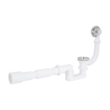 Сифон для ванни Lidz LSW05 випуск 70 мм, плоский, без ревізії, із пробкою на ланцюгу (вихід гофра 40/50мм)