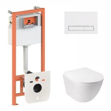 Готове рішення Qtap для ванної кімнати: підвісний унітаз Jay Ultra Quiet 485x360x320 + комплект інсталяції Nest 4 в 1 (лінійна клавіша White)