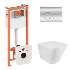 Готове рішення Qtap для ванної кімнати: підвісний унітаз Tern Ultra Quiet 490x365x325 + комплект інсталяції Nest 4 в 1 (кругла клавіша Chrome)