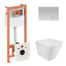 Готове рішення Qtap для ванної кімнати: підвісний унітаз Tern Ultra Quiet 490x365x325 + комплект інсталяції Nest 4 в 1 (кругла клавіша Satin)