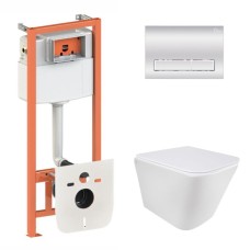 Готове рішення Qtap для ванної кімнати: підвісний унітаз Tern Ultra Quiet 490x365x325 + комплект інсталяції Nest 4 в 1 (лінійна клавіша Chrome)