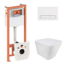 Готове рішення Qtap для ванної кімнати: підвісний унітаз Tern Ultra Quiet  490x365x325 + комплект інсталяції Nest 4 в 1 (лінійна клавіша White)