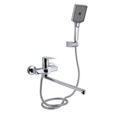 Змішувач для ванни Qtap Aries з довгим поворотним виливом (з душовим гарнітуром) QTARI2601CRM45558 Chrome