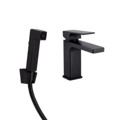 Змішувач для раковини Qtap Gemini (з гігієнічним душем) QTGEM272BLM45690 Black Matt Змішувач для раковини Qtap Gemini (з гігієнічним душем) QTGEM272BLM45690 Black Matt