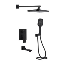 Душова система універсальна Qtap Gemini прихованого монтажу на три споживачі QTGEM114BLM45703 Black Matt