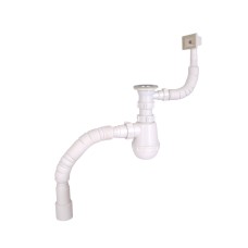 Сифон для кухонної мийки Lidz LK17, колбовий з квадратним переливом (вихід 50 мм)