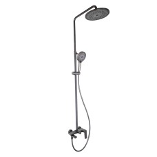 Душова система універсальна Qtap Slavonice на три споживачі (з виливом) QTSLA111GMB45910 Gunmetal Black PVD