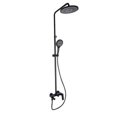 Душова система універсальна Qtap Slavonice на три споживачі (з виливом) QTSLA111BLM45911 Black Matt