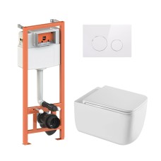 Готове рішення Qtap для ванної кімнати: підвісний унітаз Gemini Ultra Quiet 520×360×350 + комплект інсталяції Nest 4 в 1 (кругла клавіша White)