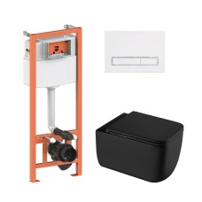 Готове рішення Qtap для ванної кімнати: підвісний унітаз Gemini Ultra Quiet 530х365х373 + комплект інсталяції Nest 4 в 1 (лінійна клавіша White)