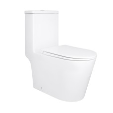 Унітаз-моноблок підлоговий Qtap Kolibri Ultra Quiet безобідковий з сидінням Soft-close WHITE QT10226380W