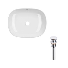 Комплект Qtap Aquarius: Раковина накладна прамокутна 470x380x120 мм White + Донний клапан PU02