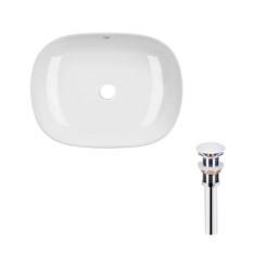 Комплект Qtap Aquarius: Раковина накладна прамокутна 470x380x120 мм White + Донний клапан PU02 Комплект Qtap Aquarius: Раковина накладна прамокутна 470x380x120 мм White + Донний клапан PU02
